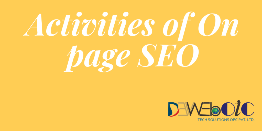 Latest Activities of On Page SEO
