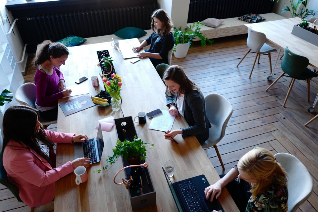 Remote workers working in a Co-Working Space